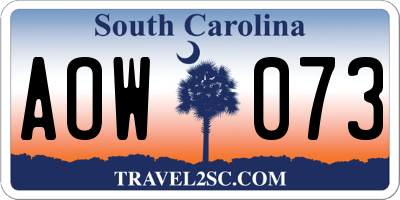 SC license plate AOW073