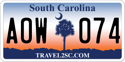 SC license plate AOW074