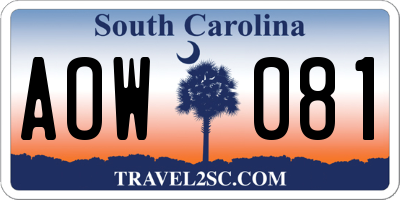 SC license plate AOW081