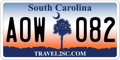 SC license plate AOW082