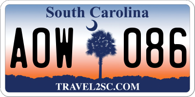 SC license plate AOW086