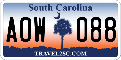 SC license plate AOW088