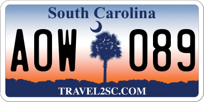 SC license plate AOW089