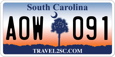 SC license plate AOW091