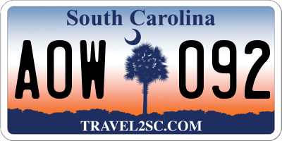 SC license plate AOW092