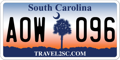 SC license plate AOW096