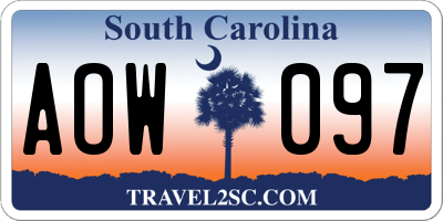 SC license plate AOW097