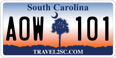 SC license plate AOW101