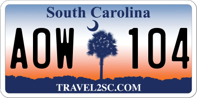SC license plate AOW104