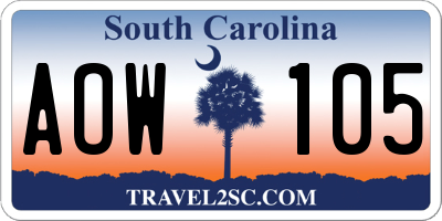 SC license plate AOW105