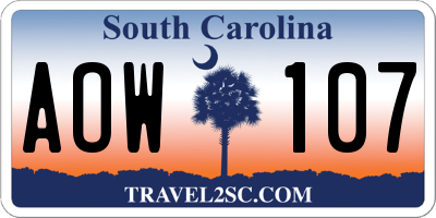 SC license plate AOW107
