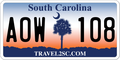 SC license plate AOW108