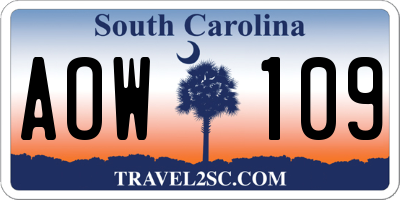 SC license plate AOW109