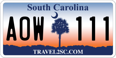 SC license plate AOW111