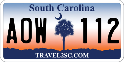 SC license plate AOW112
