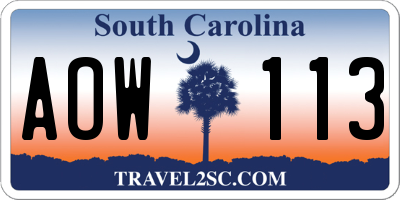 SC license plate AOW113