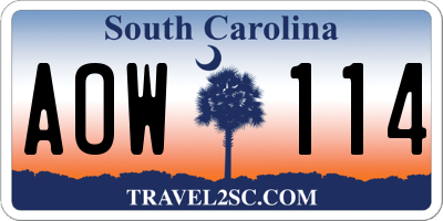 SC license plate AOW114