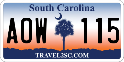 SC license plate AOW115