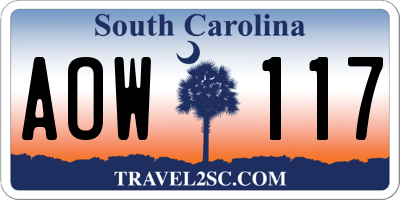 SC license plate AOW117