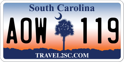 SC license plate AOW119
