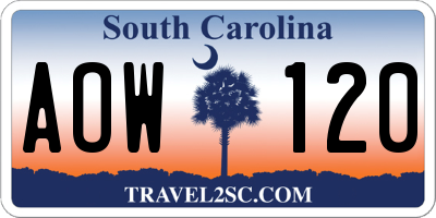 SC license plate AOW120