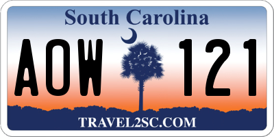 SC license plate AOW121