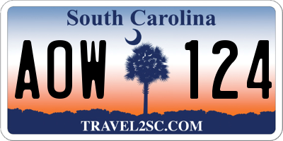 SC license plate AOW124