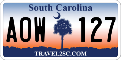 SC license plate AOW127