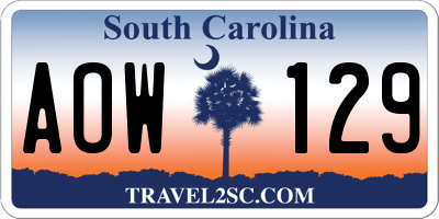 SC license plate AOW129