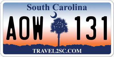 SC license plate AOW131