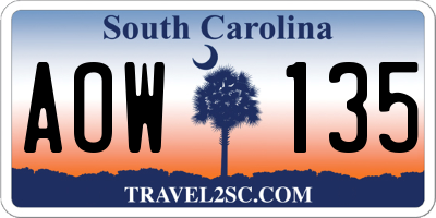 SC license plate AOW135