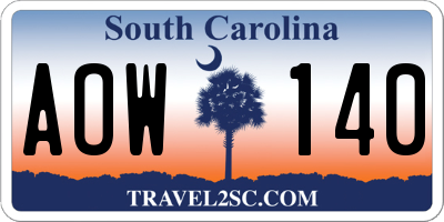 SC license plate AOW140