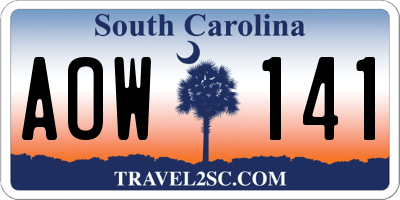 SC license plate AOW141