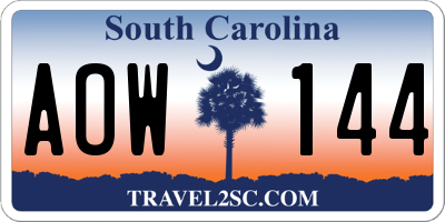 SC license plate AOW144