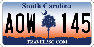 SC license plate AOW145