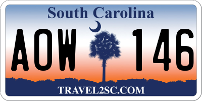 SC license plate AOW146