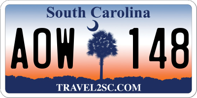 SC license plate AOW148