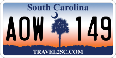 SC license plate AOW149