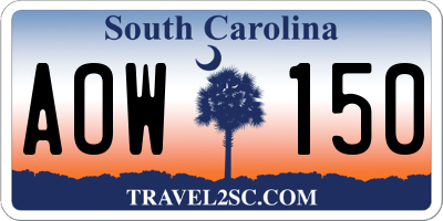 SC license plate AOW150
