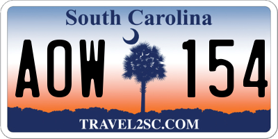 SC license plate AOW154