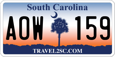 SC license plate AOW159