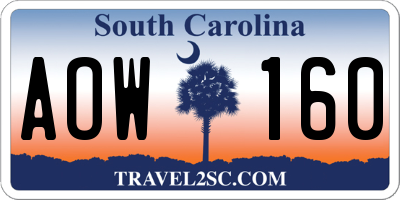 SC license plate AOW160