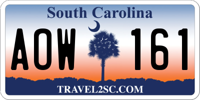 SC license plate AOW161