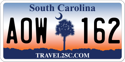 SC license plate AOW162