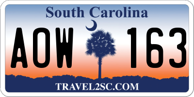 SC license plate AOW163