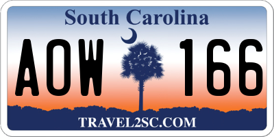 SC license plate AOW166