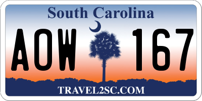 SC license plate AOW167