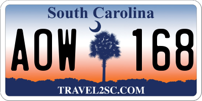 SC license plate AOW168