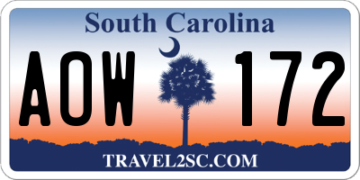 SC license plate AOW172