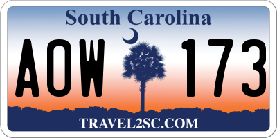 SC license plate AOW173